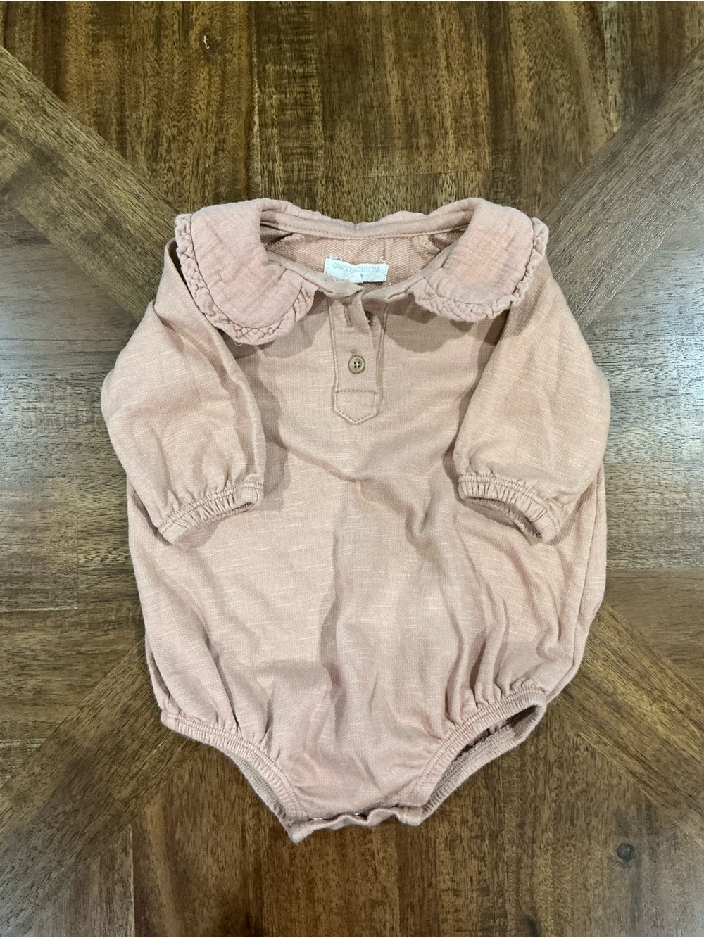 Grayson Collective 3-6 Months Peter Pan Collar One-Piece Romper in Rust